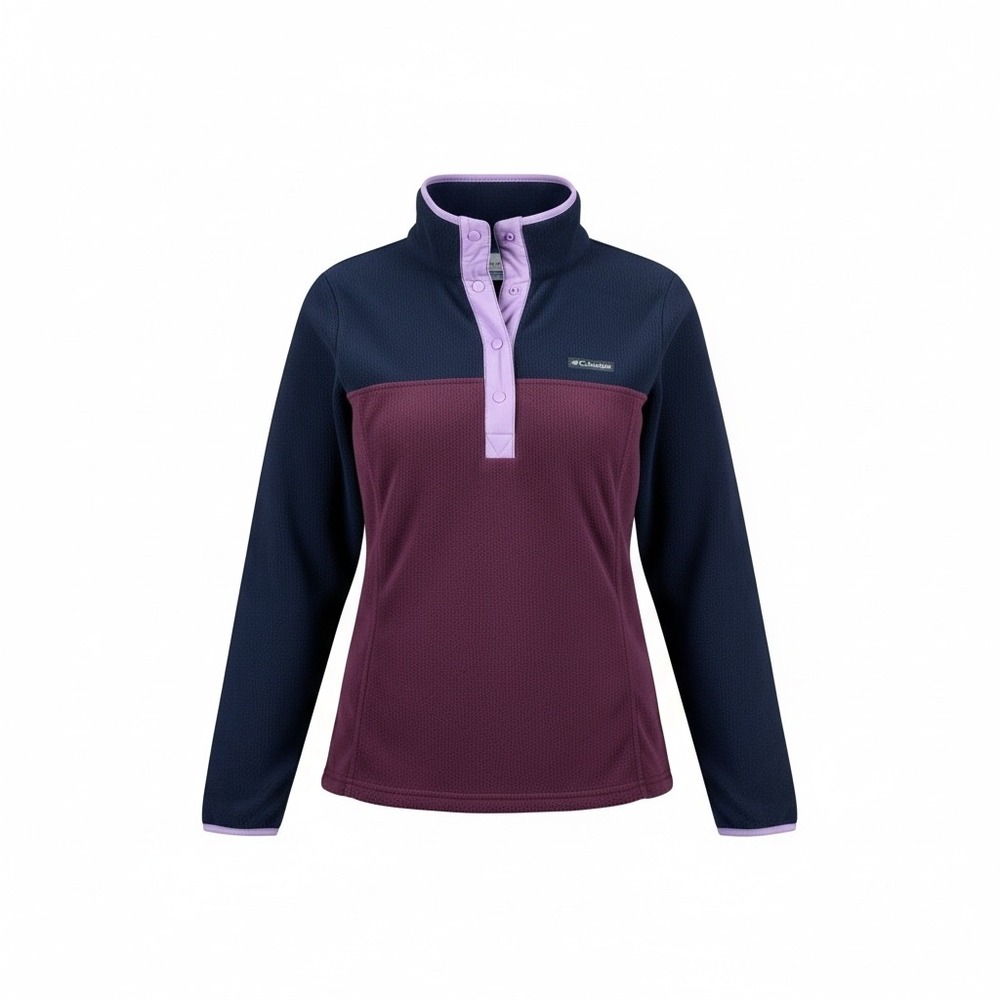 Columbia Womens Benton Springs 1/2 Snap Fleece Pullover Navy Burgundy AL1302-617